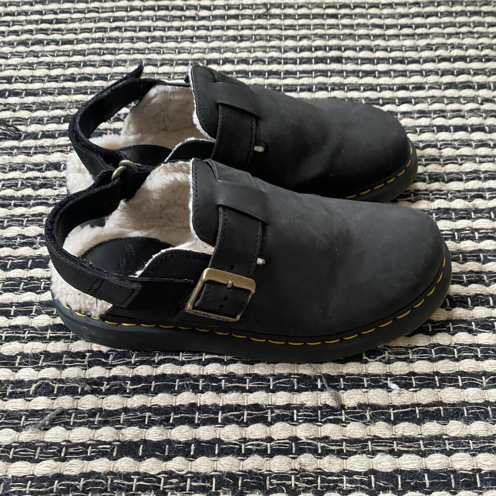 🌿Dr Martens Unisex Jorge II Ambassador Black Faux Fur Sling Back Mules 9M 10L